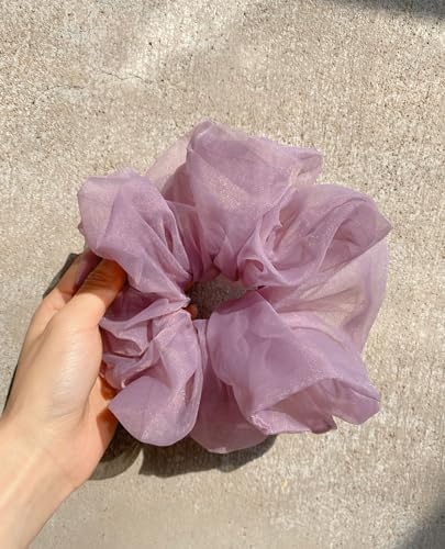 5 Stück große Haargummis Scrunchies für Frauen Mädchen Elastische Gummibänder Haarbänder Organza Scrunchies Haarschmuck Haar-Styling-Zubehör für Damen,Kinder,Sommer,Badezimmer,Spa,Sport -lila von SYSUII