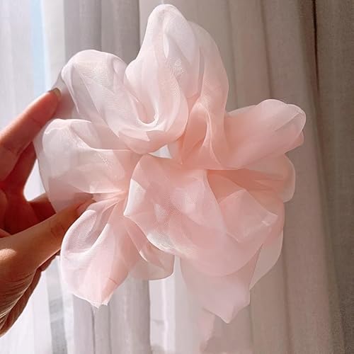 5 Stück große Haargummis Scrunchies für Frauen Mädchen Elastische Gummibänder Haarbänder Organza Scrunchies Haarschmuck Haar-Styling-Zubehör für Damen,Kinder,Sommer,Badezimmer,Spa,Sport -rosa von SYSUII