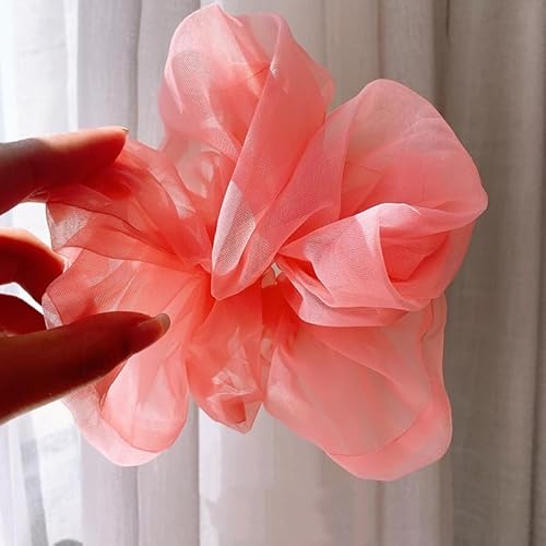 5 Stück große Haargummis Scrunchies für Frauen Mädchen Elastische Gummibänder Haarbänder Organza Scrunchies Haarschmuck Haar-Styling-Zubehör für Damen,Kinder,Sommer,Badezimmer,Spa,Sport -rose von SYSUII