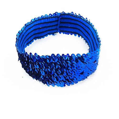 5 Stücke Pailletten Stirnband,Elastisch Glitzer Haarbänder für Damen Mädchen Modisch Kopfschmuck Haarreif Haar Kopfbedeckung Party Dekoration Dünnes Stretch Stirnband Party Dekoration -Dunkelblau von SYSUII