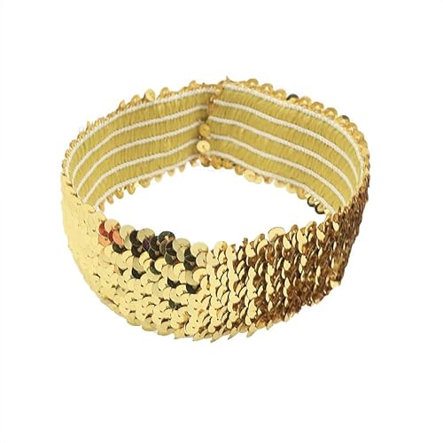 5 Stücke Pailletten Stirnband,Elastisch Glitzer Haarbänder für Damen Mädchen Modisch Kopfschmuck Haarreif Haar Kopfbedeckung Party Dekoration Dünnes Stretch Stirnband Party Dekoration -Gold von SYSUII