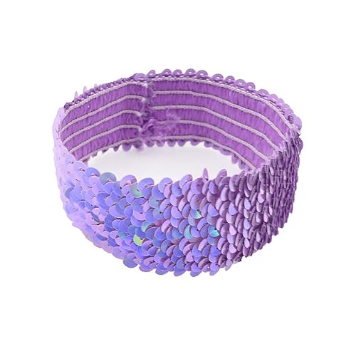 5 Stücke Pailletten Stirnband,Elastisch Glitzer Haarbänder für Damen Mädchen Modisch Kopfschmuck Haarreif Haar Kopfbedeckung Party Dekoration Dünnes Stretch Stirnband Party Dekoration -Lila von SYSUII