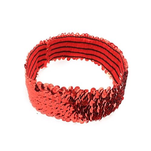 5 Stücke Pailletten Stirnband,Elastisch Glitzer Haarbänder für Damen Mädchen Modisch Kopfschmuck Haarreif Haar Kopfbedeckung Party Dekoration Dünnes Stretch Stirnband Party Dekoration -Rot von SYSUII