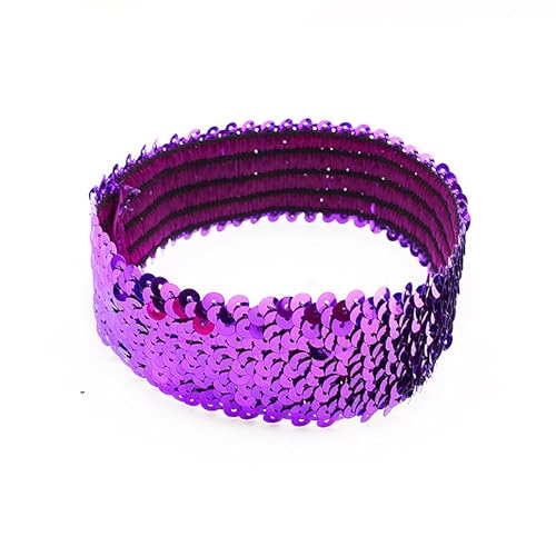 5 Stücke Pailletten Stirnband,Elastisch Glitzer Haarbänder für Damen Mädchen Modisch Kopfschmuck Haarreif Haar Kopfbedeckung Party Dekoration Dünnes Stretch Stirnband Party Dekoration -dunkellila von SYSUII