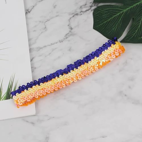 6 Stücke Pailletten Stirnband,Elastisch Glitzer Haarbänder für Damen Mädchen Modisch Kopfschmuck Haarreif Haar Kopfbedeckung Meerjungfrau Party Dekoration Dünnes Stretch Stirnband -blau orange von SYSUII