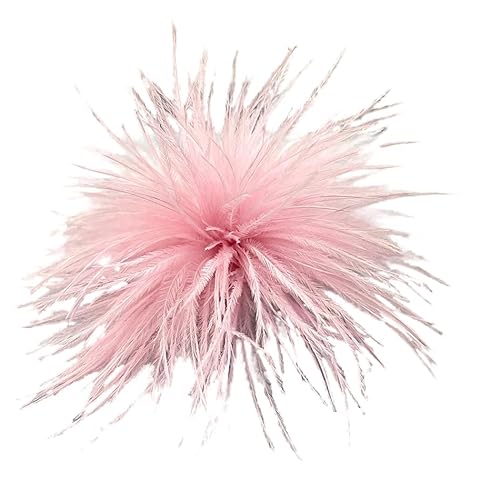 Damen Feder Brosche, Ansteckbrosche Natürliche Straußenfeder Brosche Pins Kleid Zubehör Fascinators Kostüme Dekor Haar Accessoire Haarspange Kopfbedeckung für Geburtstag Hochzeit Party-Rosa von SYSUII