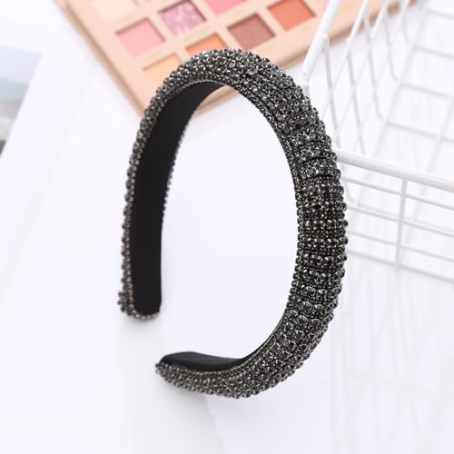 Damen Glitzer Strass Haarreif Stirnband Stirnband Dickes Haarband Kristall Diamant Strass Kopfbedeckung Haarband für Frauen Mädchen Geburtstagsgeschenk Hochzeit Braut Haarschmuck -Schwarz von SYSUII