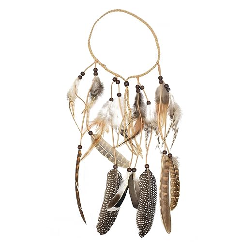 Damen Hippie Boho Indianer Stirnband Feder Stirnbänder Kopfschmuck Flechten Haar Band Feder Quasten Seil Weben Stirnband Indianisch Bohemian Haarschmuck für Frauen Mädchen Halloween Karneval von SYSUII