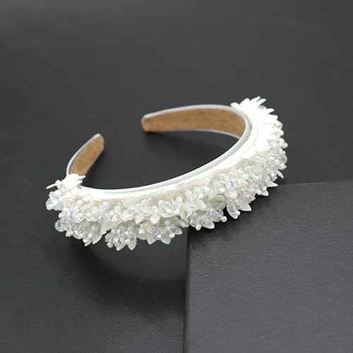 Elegante Perlen Haarreifen Damen Breites Dickes Stirnband Stirnbänder mit Kunstperlen Damen Mädchen Hochzeit Party Haarschmuck kopfband Zubehör Braut Brautjungfer Haarbänder Hochzeit Accessoires von SYSUII