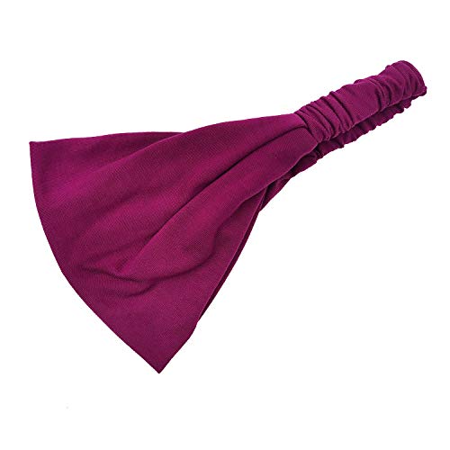 Haarband Damen Breite Elastische Haarband Baumwolle Mode Breite Stirnbänder Haarbänder Yoga Sport Haarband Kopfband Haarschmuck für Frauen Mädchen Täglichen Tragen,Party,Geburtstag -Rose Rot von SYSUII