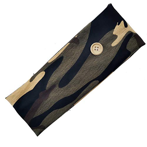 Haarband Damen Stirnbänder Elastisch Breite Kopfband Haarbänder Vintage Camouflage Haarschmuck Yoga Sport Haarband Haarschmuck Headwrap Workout Headbands für Frauen Damen Mädchen -Kaffee von SYSUII