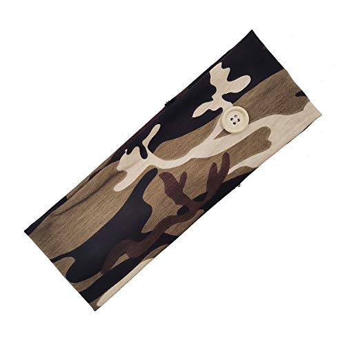 Haarband Damen Stirnbänder Elastisch Breite Kopfband Haarbänder Vintage Camouflage Haarschmuck Yoga Sport Haarband Haarschmuck Headwrap Workout Headbands für Frauen Damen Mädchen -Leichter Kaffee von SYSUII