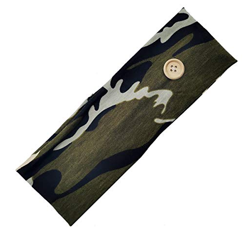 Haarband Damen Stirnbänder Elastisch Breite Kopfband Haarbänder Vintage Camouflage Haarschmuck Yoga Sport Haarband Haarschmuck Headwrap Workout Headbands für Frauen Damen Mädchen -grau von SYSUII