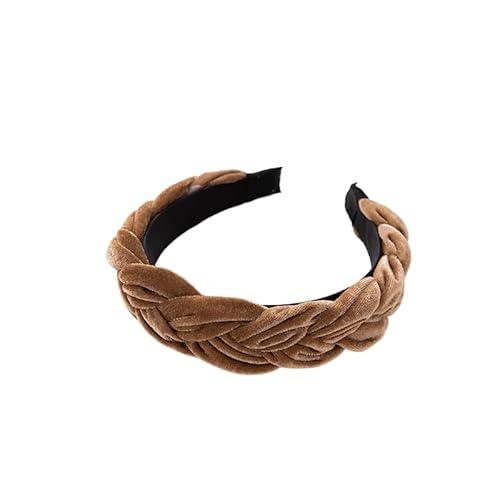 SYSUII 1 Stück Damen Samt Haarreif Breit Haarband - Geflochten Stirnband Vintage Haarreifen Haarschmuck Verdrehtes rutschfest Haarband Mode Stirnbänder für Frauen Damen und Mädchen -Kamel von SYSUII