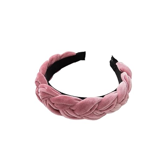 SYSUII 1 Stück Damen Samt Haarreif Breit Haarband - Geflochten Stirnband Vintage Haarreifen Haarschmuck Verdrehtes rutschfest Haarband Mode Stirnbänder für Frauen Damen und Mädchen -Rosa von SYSUII