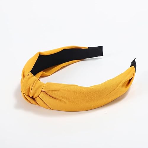 SYSUII 1 Stück Haarreif mit Knoten - Damen Vintage Breite Haarreifen Stirnband Haarschmuck Haarreifen Headwraps Zubehör Elastische Haarbänder Kopfband Kopfbedeckung Frauen Mädchen -Gelb #2 von SYSUII