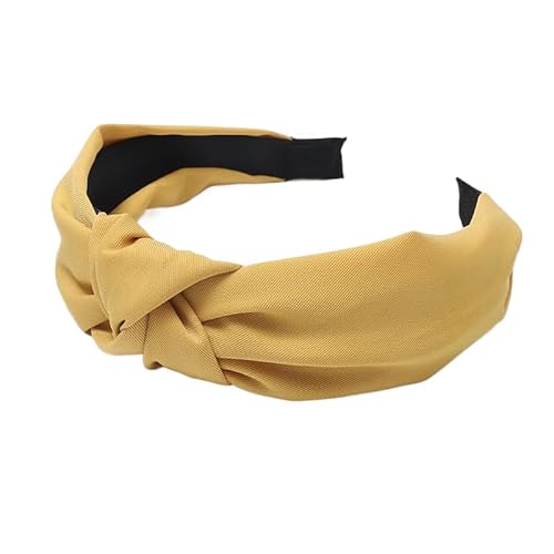 SYSUII 1 Stück Haarreif mit Knoten - Damen Vintage Breite Haarreifen Stirnband Haarschmuck Haarreifen Headwraps Zubehör Elastische Haarbänder Kopfband Kopfbedeckung Frauen Mädchen -Gelb von SYSUII