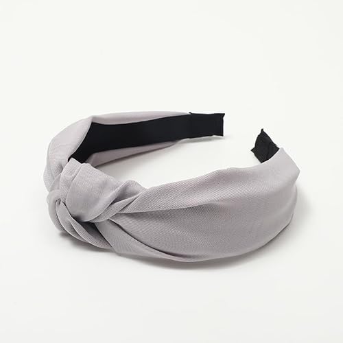 SYSUII 1 Stück Haarreif mit Knoten - Damen Vintage Breite Haarreifen Stirnband Haarschmuck Haarreifen Headwraps Zubehör Elastische Haarbänder Kopfband Kopfbedeckung Frauen Mädchen -Grau von SYSUII