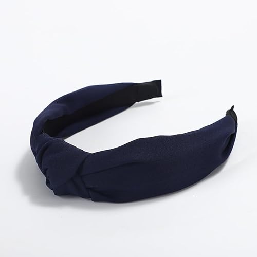 SYSUII 1 Stück Haarreif mit Knoten - Damen Vintage Breite Haarreifen Stirnband Haarschmuck Haarreifen Headwraps Zubehör Elastische Haarbänder Kopfband Kopfbedeckung Frauen Mädchen -Navy blau #2 von SYSUII