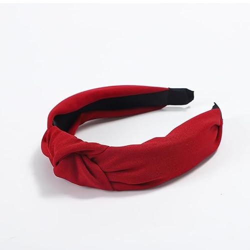 SYSUII 1 Stück Haarreif mit Knoten - Damen Vintage Breite Haarreifen Stirnband Haarschmuck Haarreifen Headwraps Zubehör Elastische Haarbänder Kopfband Kopfbedeckung Frauen Mädchen -Weinrot #2 von SYSUII