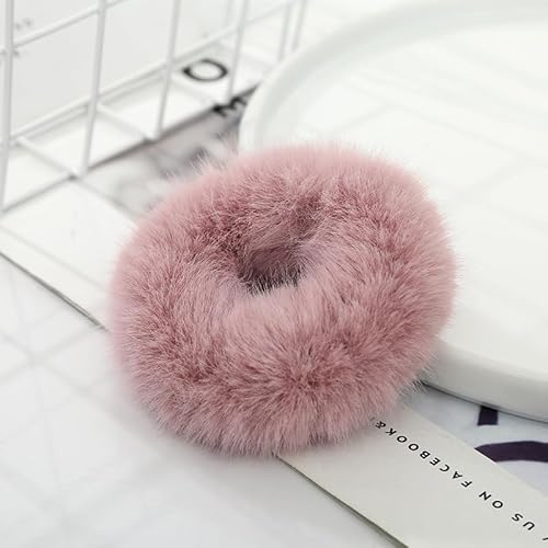 SYSUII 10 Stück Plüsch Haargummis aus Kunstfell,elastisches Pferdeschwanzhalter Pelziges Haar Scrunchies Bobbles Haarbänder Pferdeschwanz Halter Haarschmuck für Frauen Mädchen Kinder-Rosa von SYSUII