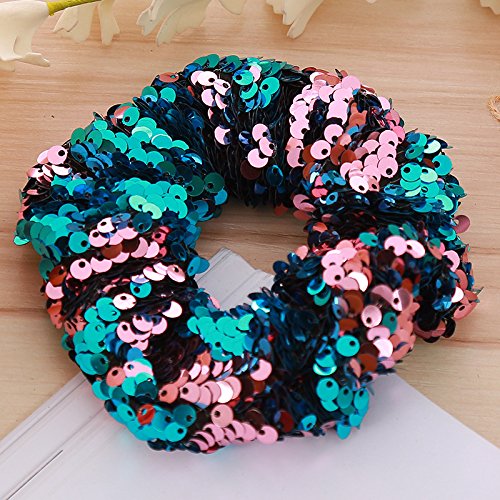 SYSUII 10 Stücke Mädchen Glitzer Pailletten Haargummis Pferdeschwanzhalter Gummibänder Niedliche elastische Haarbänder scrunchies Haargummis Haarschmuck Geschenk für Damen Frauen Mädchen von SYSUII