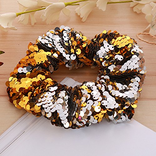 SYSUII 10 Stücke Mädchen Glitzer Pailletten Haargummis Pferdeschwanzhalter Gummibänder Niedliche elastische Haarbänder scrunchies Haargummis Haarschmuck Geschenk für Damen Frauen Mädchen von SYSUII