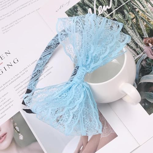 SYSUII 12 Stück Spitzen Schleife Stirnbänder,Schöne Haarreifen mit Große Schleife Stirnband Haarkranz Stirnband Kopfband Haarband für Frauen Mädchen Party Cosplay Tägliches Tragen -Blau #2 von SYSUII