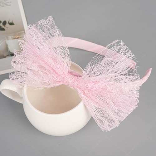 SYSUII 12 Stück Spitzen Schleife Stirnbänder,Schöne Haarreifen mit Große Schleife Stirnband Haarkranz Stirnband Kopfband Haarband für Frauen Mädchen Party Cosplay Tägliches Tragen -Rosa von SYSUII