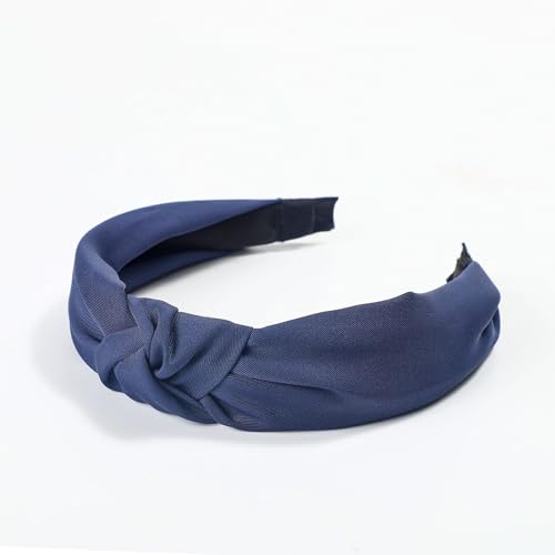 SYSUII 2 Stück Haarreif mit Knoten - Damen Vintage Breite Haarreifen Stirnband Haarschmuck Haarreifen Headwraps Zubehör Elastische Haarbänder Kopfband Kopfbedeckung Frauen Mädchen -Navy blau von SYSUII