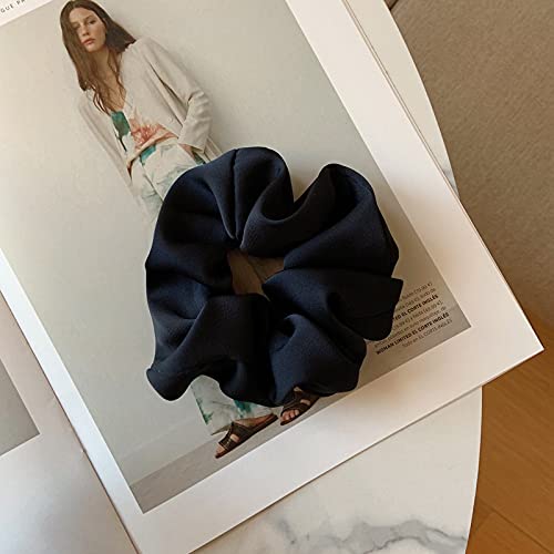 SYSUII 5 Stück Übergroße Haargummis - Satin Seide Scrunchies Haargummis für Haare Haarbänder Haargummis Weiche elastische Haarbänder Haarschmuck Gummibänder für Frauen Mädchen Teenager-Navy blau von SYSUII