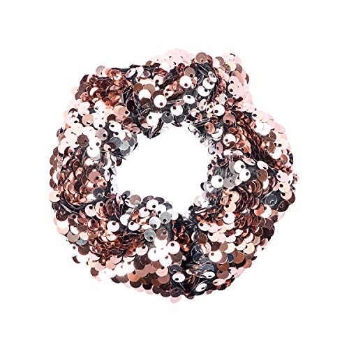 SYSUII 5 Stücke Pailletten Haargummi Mode Weihnachten Glitzer Meerjungfrau Haar Scrunchie Pferdeschwanz Halter Haarbänder Haarschmuck Kopfschmuck für Kinder Damen Frauen Mädchen -Rosa Silber von SYSUII