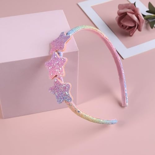 SYSUII 6 Stück Glitzer Pailletten Stirnbänder,Mädchen Kinder Sterne Liebe Herz Haarband Glitzernde Haarreifen Pailletten Haarbänder für Kinder Teens tägliches Tragen Geschenk Party Dekoration von SYSUII