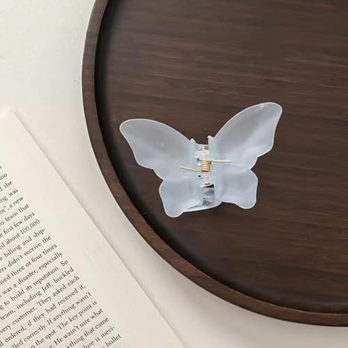 SYSUII 6 Stück Schmetterling Haarklammer Haarspange - Modische Haarnadel Rutschfeste Haarspangen französisches Design, Haar-Styling-Zubehör für Frauen Mädchen Damen Dickes Haar -Gefrostet Blau von SYSUII