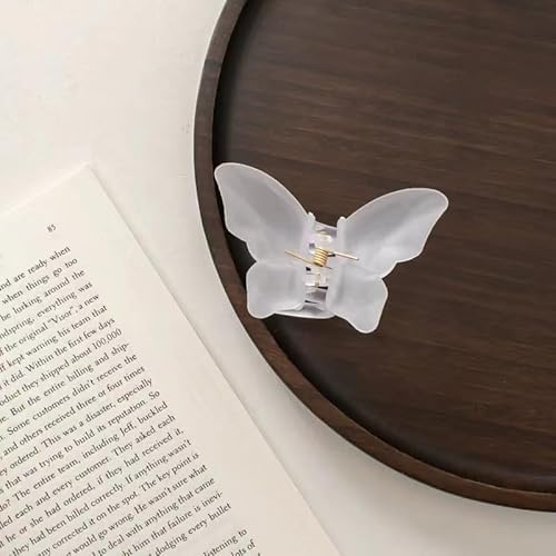 SYSUII 6 Stück Schmetterling Haarklammer Haarspange - Modische Haarnadel Rutschfeste Haarspangen französisches Design, Haar-Styling-Zubehör für Frauen Mädchen Damen Dickes Haar -Gefrostet Weiße von SYSUII