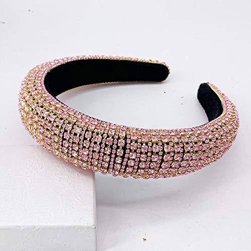 SYSUII Haarreif für Damen Glitzer Strass Haarreif Breit Haarband Kristall Diamant Stirnband Dickes Haarband für Frauen Mädchen Geburtstagsgeschenk Hochzeit Braut Haarschmuck Stirnbänder -Rosa von SYSUII