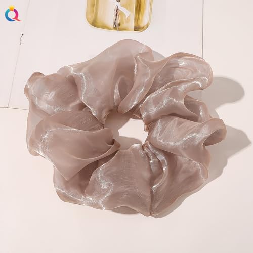 Übergroße Haargummis,5 Stück Organza Scrunchies Haargummis für Haare Haarbänder Haargummis Weiche elastische Haarbänder Haarschmuck Haar-Styling-Zubehör für Frauen und Mädchen -Leichter Kaffee von SYSUII