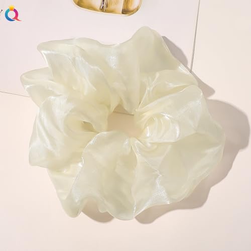 Übergroße Haargummis,5 Stück Organza Scrunchies Haargummis für Haare Haarbänder Haargummis Weiche elastische Haarbänder Haarschmuck Haar-Styling-Zubehör für Frauen und Mädchen -gelb #2 von SYSUII