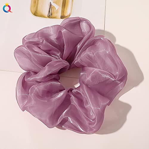 Übergroße Haargummis,5 Stück Organza Scrunchies Haargummis für Haare Haarbänder Haargummis Weiche elastische Haarbänder Haarschmuck Haar-Styling-Zubehör für Frauen und Mädchen -lila #2 von SYSUII