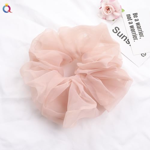 Übergroße Haargummis,5 Stück Organza Scrunchies Haargummis für Haare Haarbänder Haargummis Weiche elastische Haarbänder Haarschmuck Haar-Styling-Zubehör für Frauen und Mädchen -rosa #1 von SYSUII