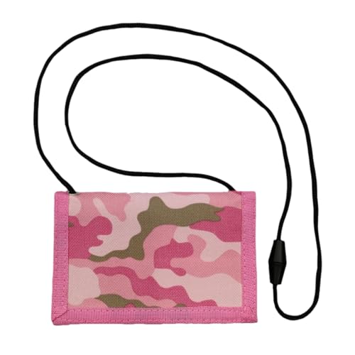 SYSYSYYASNL Geldbeutel Kinder, Brustbeutel Kinder with Chain Clip Zip Foldable Triple, Portemonnaie Kinder with Lanyard, Diese Geldbeutel Sind für Jungen und Mädchen Geeignet (Rosa) von SYSYSYYASNL