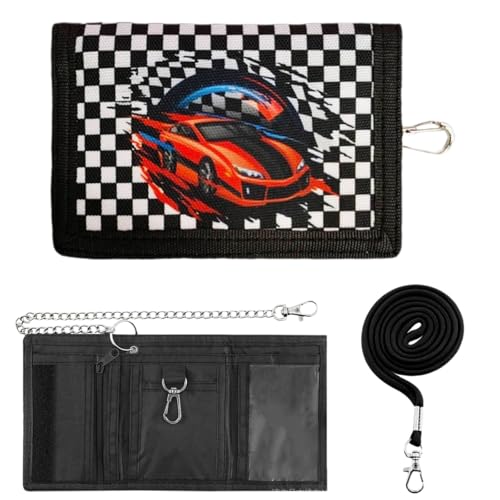 SYSYSYYASNL Geldbeutel Kinder Jungen, Brustbeutel Kinder with Chain Clip Zip Foldable Triple, Portemonnaie Kinder with Lanyard for Teenagers Boys (C) von SYSYSYYASNL