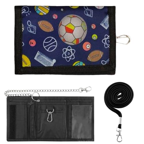 SYSYSYYASNL Geldbeutel Kinder Jungen, Brustbeutel Kinder with Chain Clip Zip Foldable Triple, Portemonnaie Kinder with Lanyard for Teenagers Boys (E) von SYSYSYYASNL