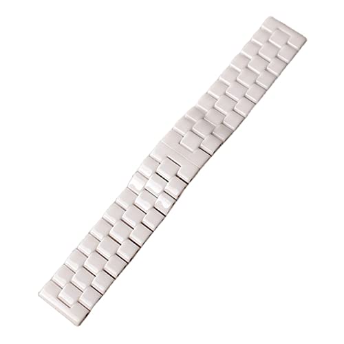 22mm Schwarz Weiß Uhrenarmbänder Keramik Uhrenarmband Armbänder Schmetterling Schnalle Männer Frauen Armbanduhr Zubehör Uhrenarmband (Color : White, Size : 22MM) von SYT-MD