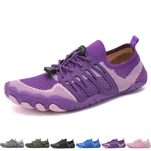 Barfuß-Wasserschuhe for Männer und Frauen, schnell trocknende Wasserschuhe, leichte, rutschfeste Strandschuhe for Surfen, Spazierengehen und Wandern(Purple,42 EU) von SYT-MD