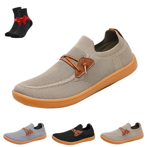 Comfofeet Breite Barfußschuhe for Männer und Frauen, Atmungsaktive Leichte Mesh-Sneaker Mit Weicher Sohle, Lässige Zero-Drop-Schuhe(Brown,46 EU) von SYT-MD