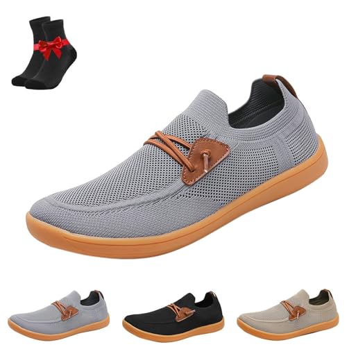 Comfofeet Breite Barfußschuhe for Männer und Frauen, Atmungsaktive Leichte Mesh-Sneaker Mit Weicher Sohle, Lässige Zero-Drop-Schuhe(Grey,48 EU) von SYT-MD