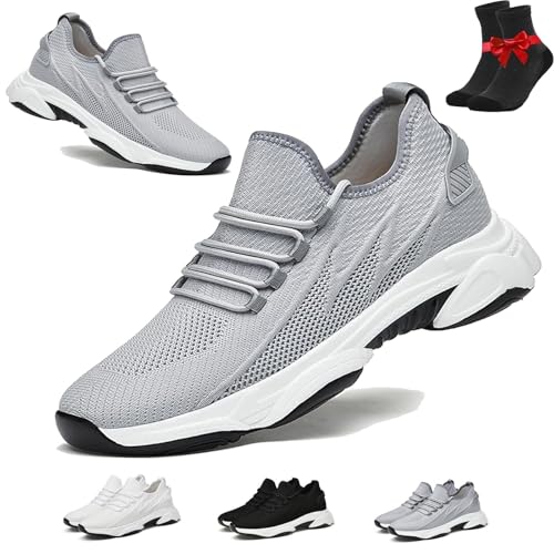 Elevate Shoes Herren-Sneaker, Tallure-Sneaker for Damen und Herren, versteckte Höhenerhöhung, atmungsaktives Mesh, leichte Freizeitschuhe(Gray-6CM,38 EU) von SYT-MD