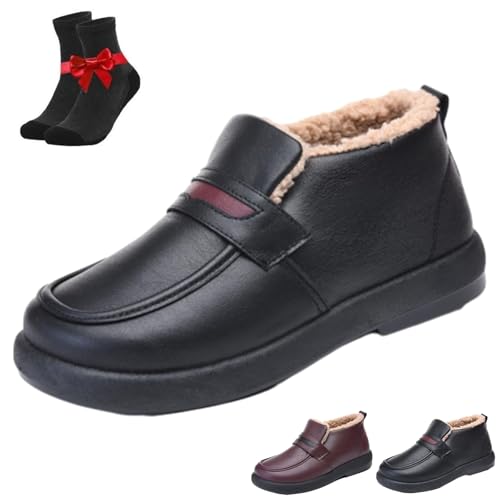 Gemütliche Winterstiefel mit Fleecefutter for Damen, warme Schneestiefel mit weicher Sohle, leichte, bequeme Freizeitschuhe(Black,37 EU) von SYT-MD