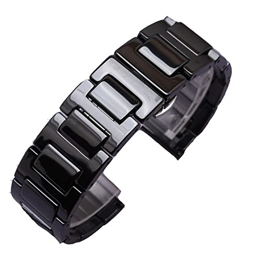 Generic Uhrenarmband 18mm 20mm 22mm Keramik Uhrenarmbänder Armband Armband Herren Schwarz Schnellverschluss Uhrenarmband Zubehör Uhrenarmband (Color : Black, Size : 18mm) von SYT-MD